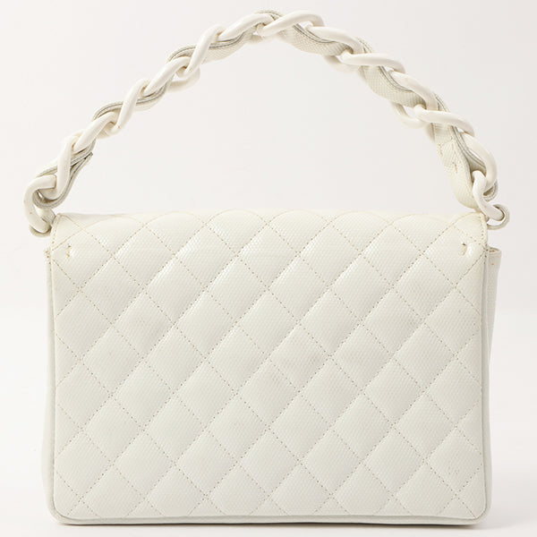 Chanel Around 1996 Made Pvc Turn-Lock Plastic Chain Handbag White