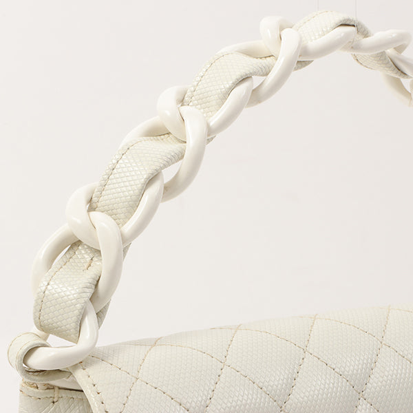 Chanel Around 1996 Made Pvc Turn-Lock Plastic Chain Handbag White