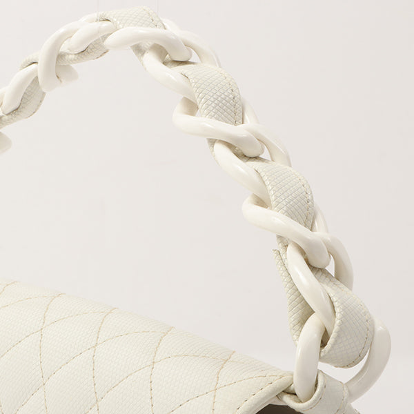 Chanel Around 1996 Made Pvc Turn-Lock Plastic Chain Handbag White