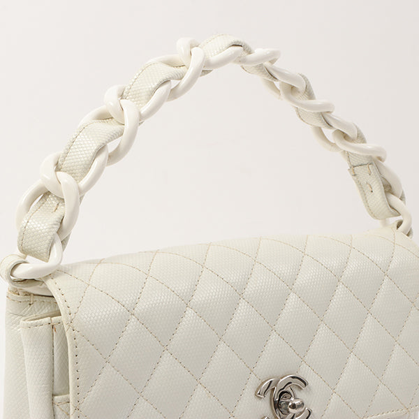 Chanel Around 1996 Made Pvc Turn-Lock Plastic Chain Handbag White