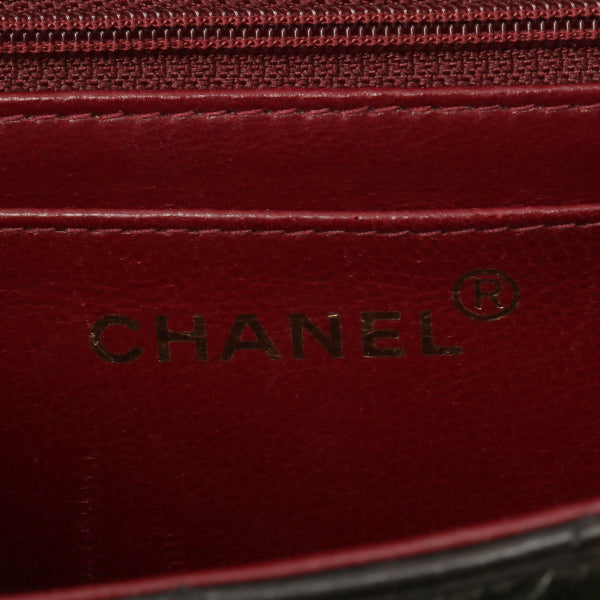 Chanel Around 1992 Made Classic Flap Handbag With Micro Bag Black