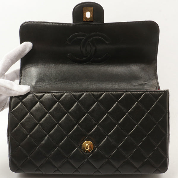 Chanel Around 1992 Made Classic Flap Handbag With Micro Bag Black