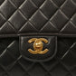 Chanel Around 1992 Made Classic Flap Handbag With Micro Bag Black