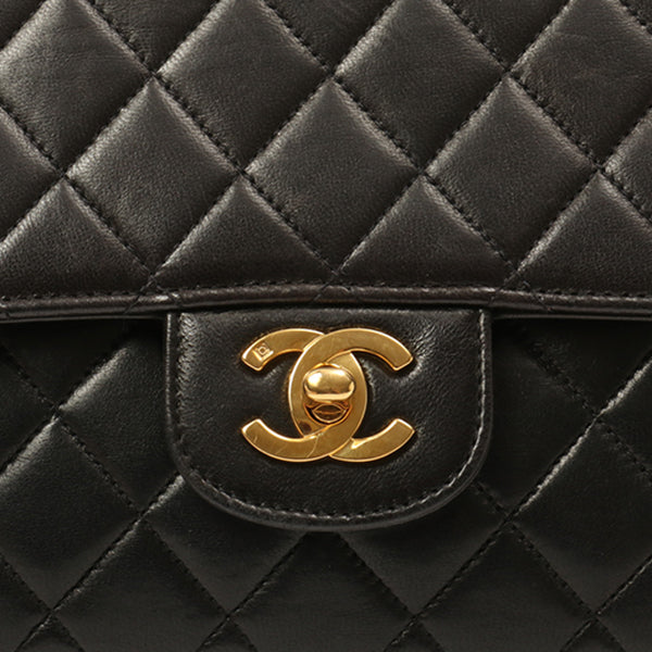 Chanel Around 1992 Made Classic Flap Handbag With Micro Bag Black