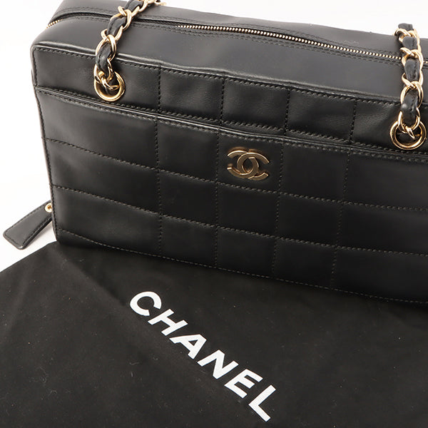 Chanel Around 2001 Made Chocolate Bar Stitch Cc Mark Plate Chain Bag Black