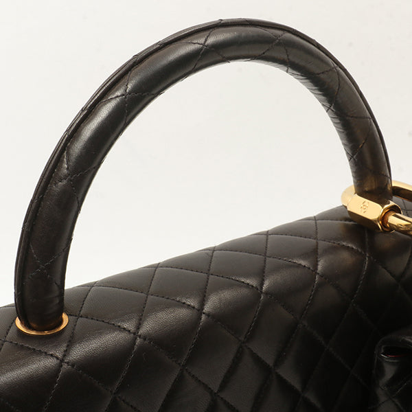 Chanel Around 1992 Made Classic Flap Handbag With Micro Bag Black