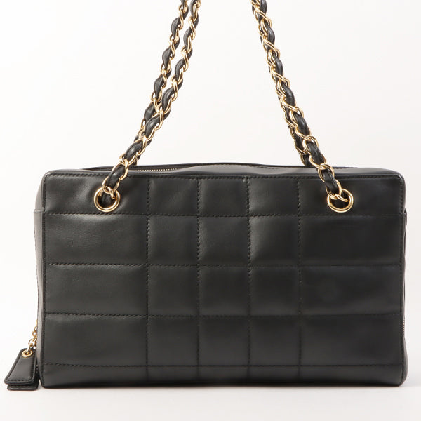 Chanel Around 2001 Made Chocolate Bar Stitch Cc Mark Plate Chain Bag Black