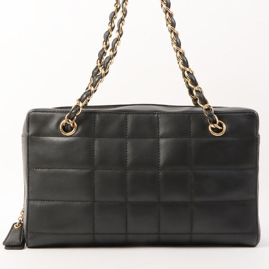 Chanel Around 2001 Made Chocolate Bar Stitch Cc Mark Plate Chain Bag Black