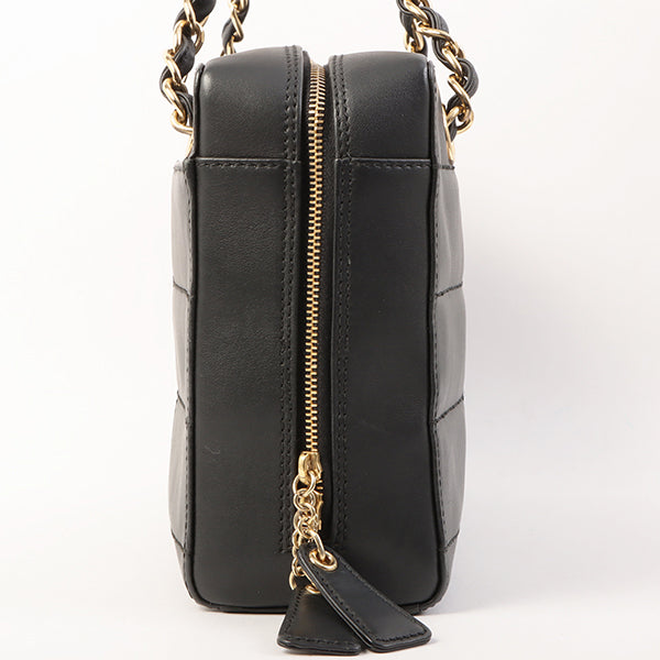 Chanel Around 2001 Made Chocolate Bar Stitch Cc Mark Plate Chain Bag Black