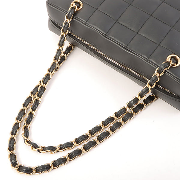 Chanel Around 2001 Made Chocolate Bar Stitch Cc Mark Plate Chain Bag Black