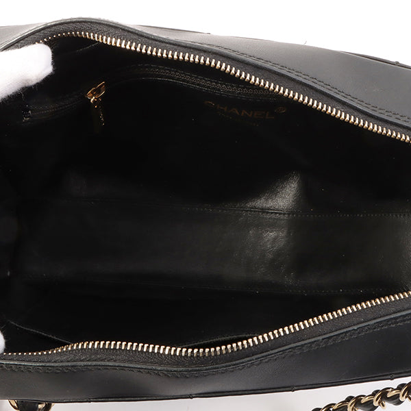 Chanel Around 2001 Made Chocolate Bar Stitch Cc Mark Plate Chain Bag Black