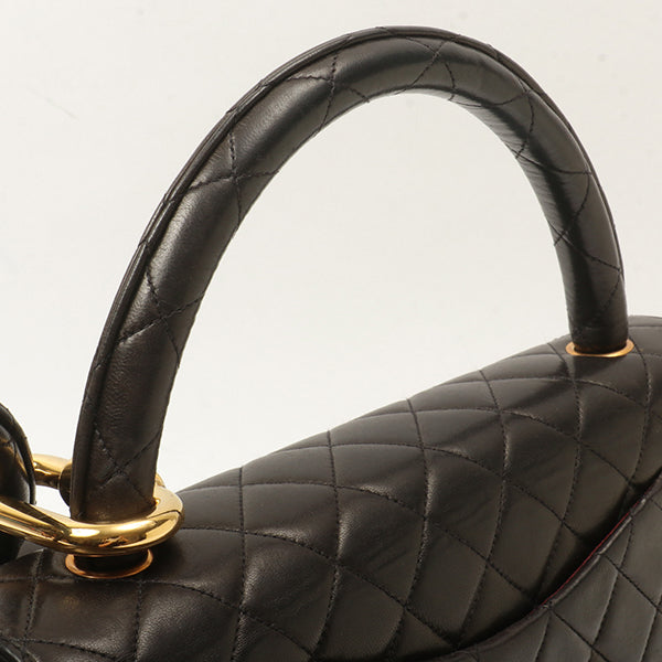Chanel Around 1992 Made Classic Flap Handbag With Micro Bag Black