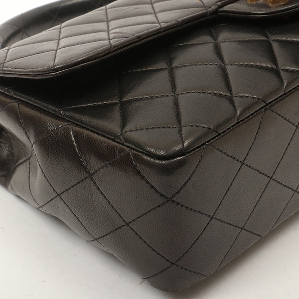 Chanel Around 1992 Made Classic Flap Handbag With Micro Bag Black