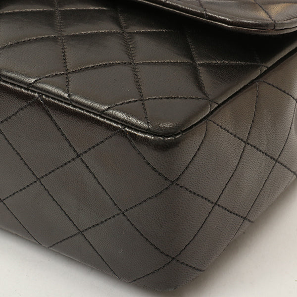 Chanel Around 1992 Made Classic Flap Handbag With Micro Bag Black