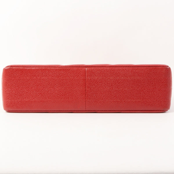 Chanel Around 1995 Made Caviar Skin Cc Mark Diagonal Stitch Chain Bag Red