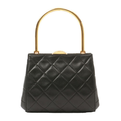 Chanel Around 1998 Made Logo Metal Clasp Handbag Black