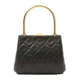 Chanel Around 1998 Made Logo Metal Clasp Handbag Black