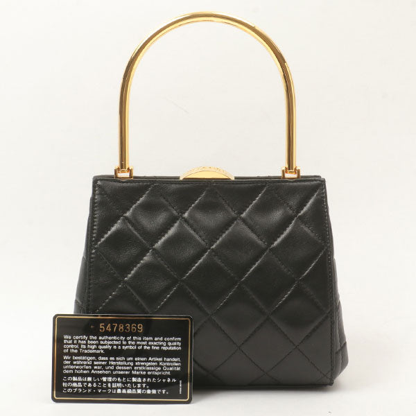 Chanel Around 1998 Made Logo Metal Clasp Handbag Black