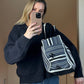 Chanel 2005 Logo Printed Striped Bag