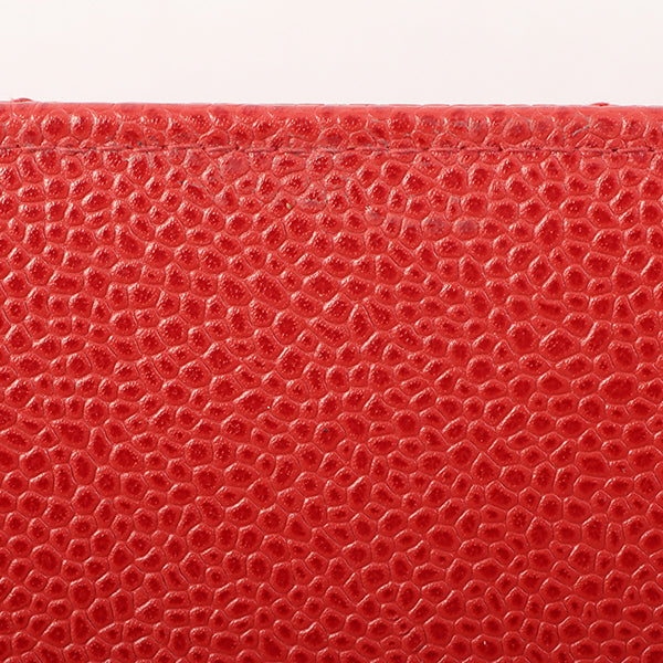 CHANEL Around 1995 Made Caviar Skin Cc Mark Diagonal Stitch Chain Bag Red