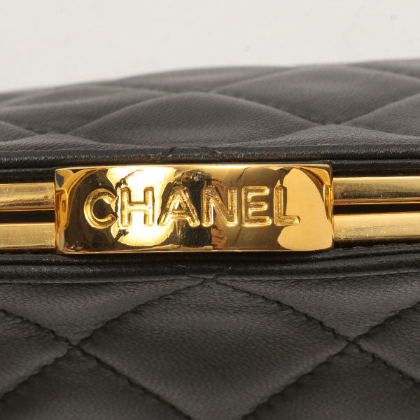 Chanel Around 1998 Made Logo Metal Clasp Handbag Black