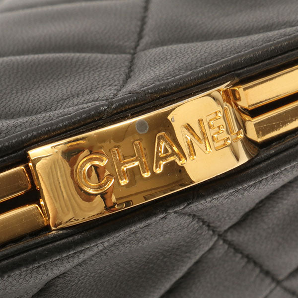 Chanel Around 1998 Made Logo Metal Clasp Handbag Black