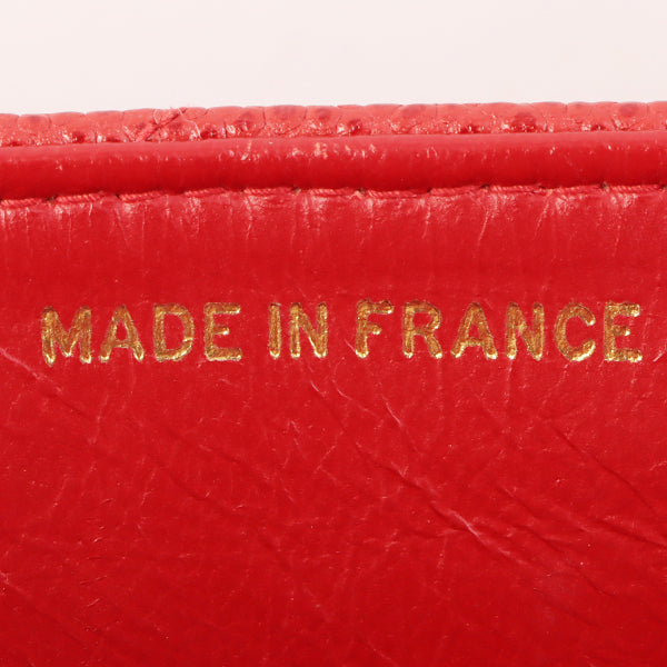 Chanel Around 1995 Made Caviar Skin Cc Mark Diagonal Stitch Chain Bag Red