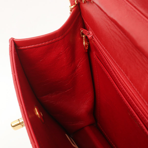 Chanel Around 1991 Made Double Turn-Lock Logo Charm 2Way Bag Red