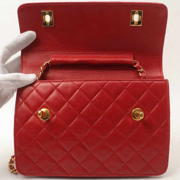 Chanel Around 1991 Made Double Turn-Lock Logo Charm 2Way Bag Red