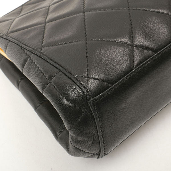 Chanel Around 1998 Made Logo Metal Clasp Handbag Black