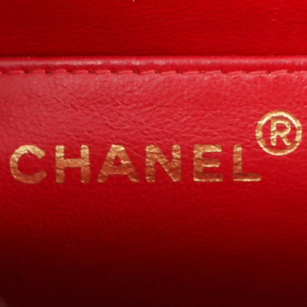 CHANEL Around 1995 Made Caviar Skin Cc Mark Diagonal Stitch Chain Bag Red