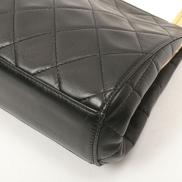 Chanel Around 1998 Made Logo Metal Clasp Handbag Black