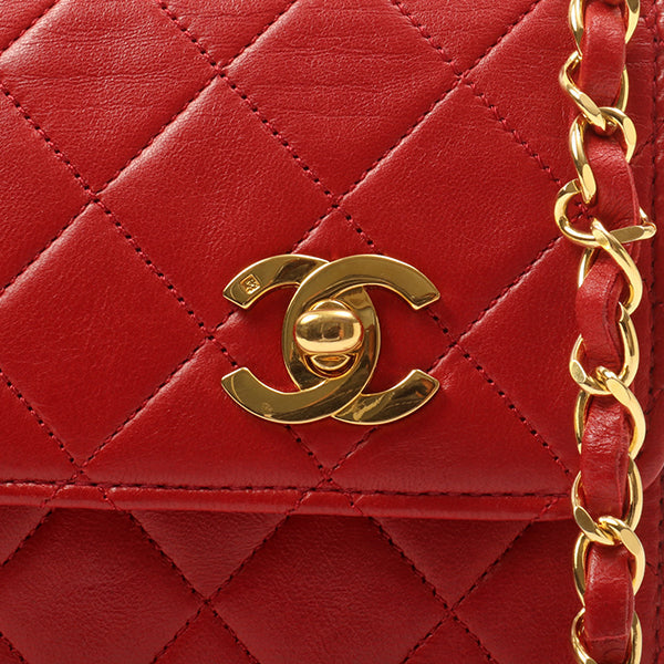 Chanel Around 1991 Made Double Turn-Lock Logo Charm 2Way Bag Red