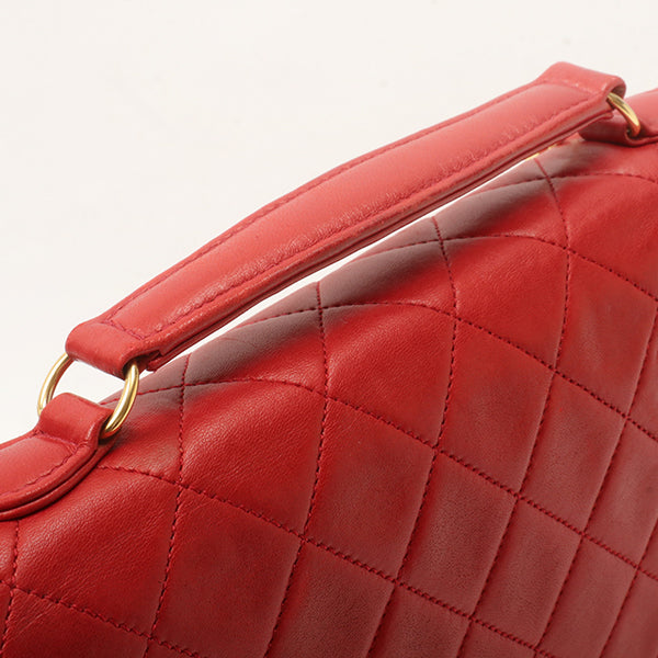 Chanel Around 1991 Made Double Turn-Lock Logo Charm 2Way Bag Red