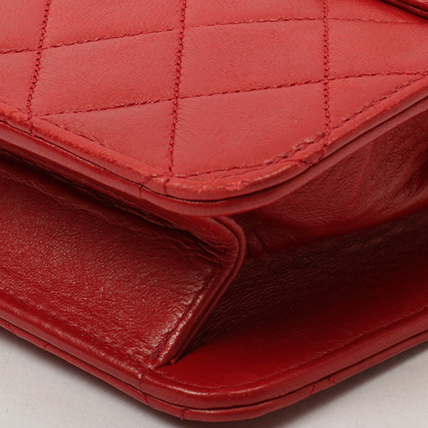 Chanel Around 1991 Made Double Turn-Lock Logo Charm 2Way Bag Red