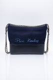 CHANEL Navy Paris Hamburg Felt Gabrielle Hobo Embroidered Wool and Calfskin