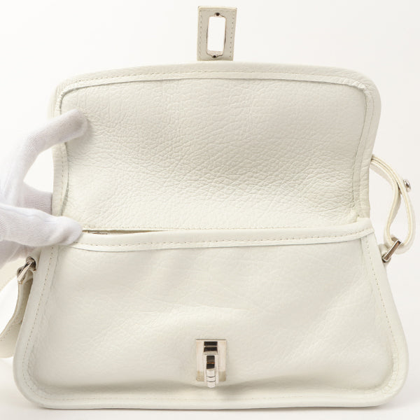 Chanel Around 2003 Made Chain Design Flap 2.55 Button Shoulder Bag White