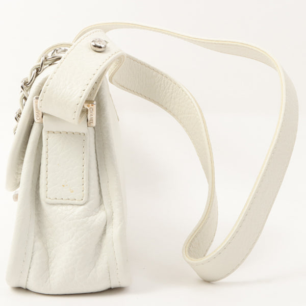 Chanel Around 2003 Made Chain Design Flap 2.55 Button Shoulder Bag White