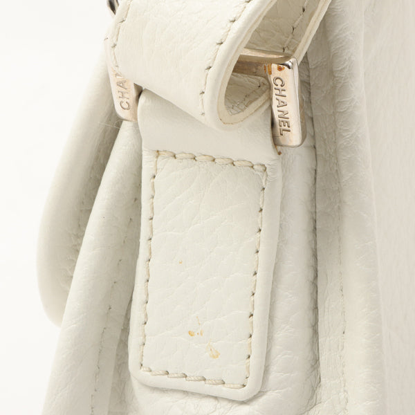 Chanel Around 2003 Made Chain Design Flap 2.55 Button Shoulder Bag White