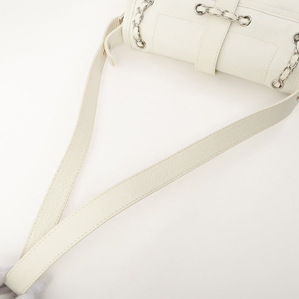 Chanel Around 2003 Made Chain Design Flap 2.55 Button Shoulder Bag White
