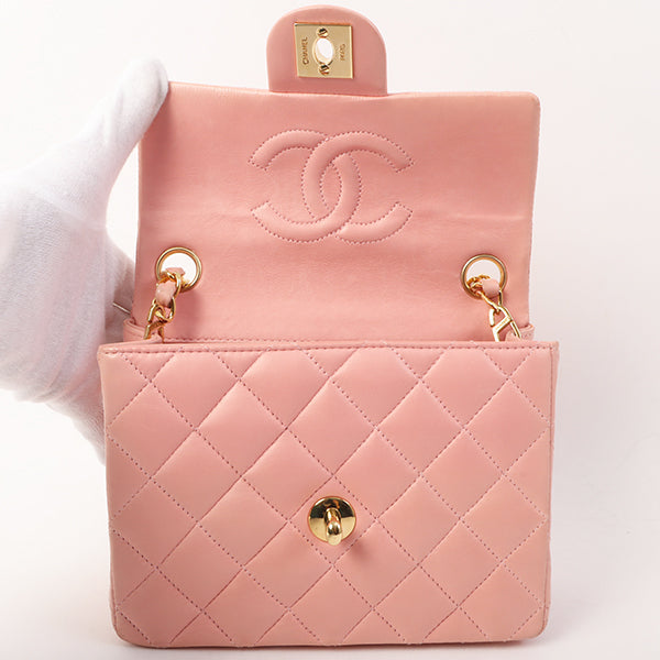 Chanel Around 2003 Made Classic Flap Chain Bag Mini Pink