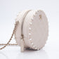 CHANEL Cream Calfskin Quilted Pearl Round Crossbody Bag