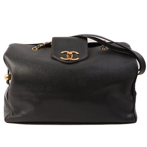Chanel Around 1995 Made Caviar Skin Supermodel Black