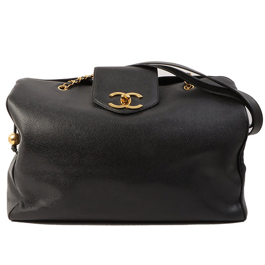 Chanel Around 1995 Made Caviar Skin Supermodel Black