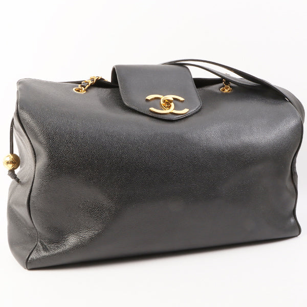 Chanel Around 1995 Made Caviar Skin Supermodel Black