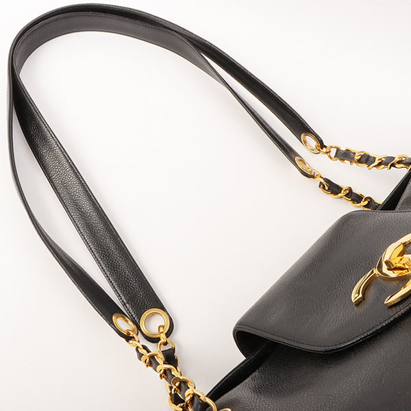 Chanel Around 1995 Made Caviar Skin Supermodel Black