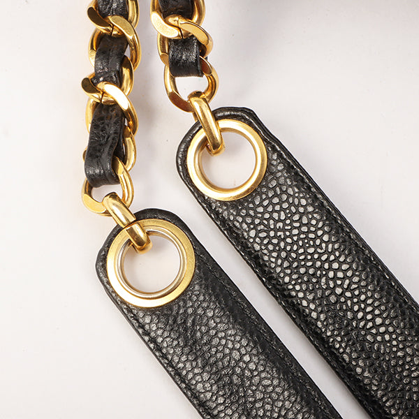 Chanel Around 1995 Made Caviar Skin Supermodel Black