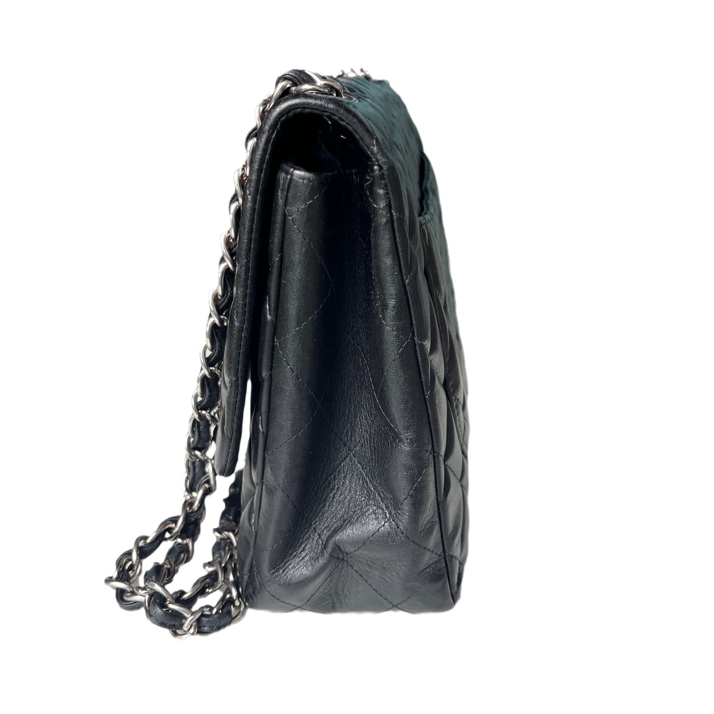 Chanel Classic Flap Jumbo Large Black Lambskin Leather with Silver hardware