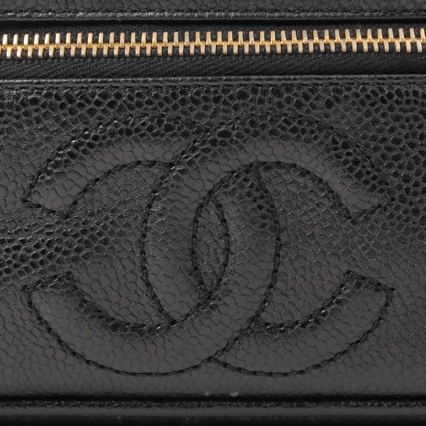 Chanel Around 1995 Made Caviar Skin Cc Mark Stitch Vanity Black