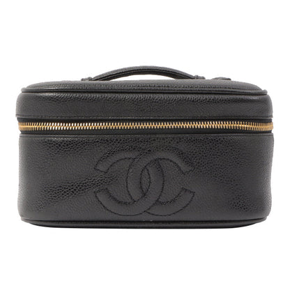 Chanel Around 1995 Made Caviar Skin Cc Mark Stitch Vanity Black